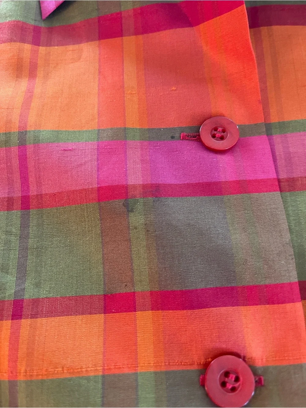 Silkland Women’s Plaid Button-Front Jacket/Top in Orange & Pink- size 10